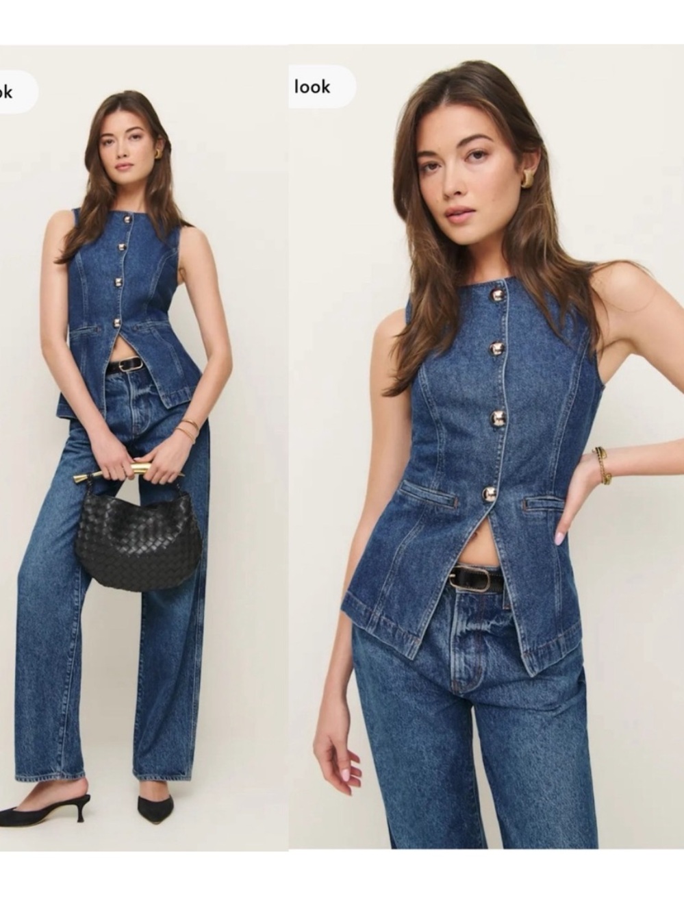 Reformation Ophelia Denim Top in Keila Size 6 Vest
